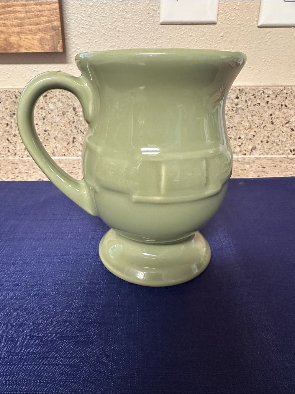 Longaberger Light Green Ceramic Footed Mug with Handle
